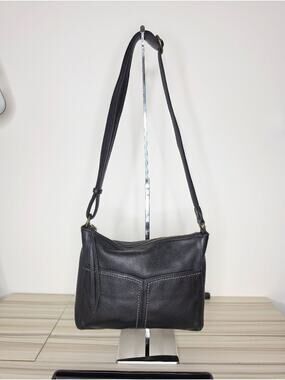 The Sak Black Leather Crossbody with Front Pocket